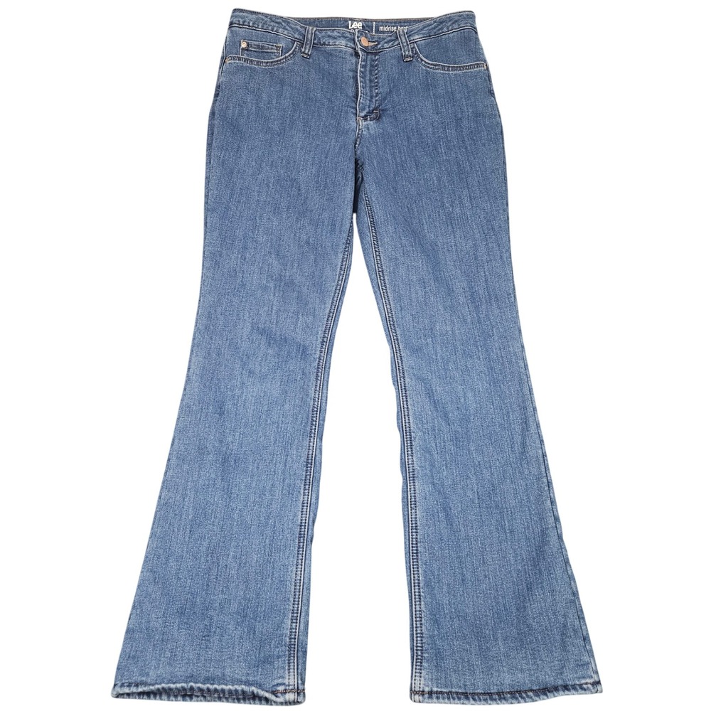 Lee Riders Midrise Bootcut‎ Jeans 12 Warm Lined Medium Blue Stretch Denim